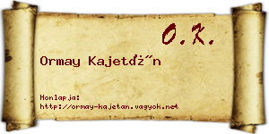 Ormay Kajetán névjegykártya